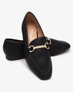 Black women's moccasins with gold embellishment Suletta- Footwear