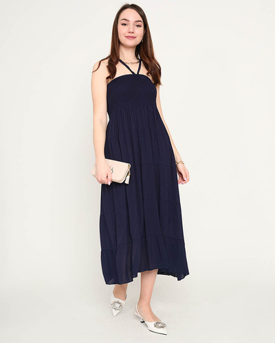 Navy midi dress PLUS SIZE - Clothing