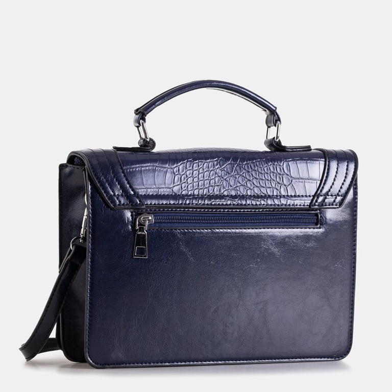 An elegant navy blue embossed handbag - Handbags