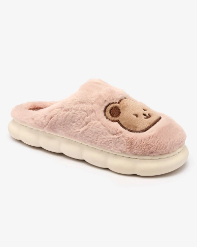 Royalfashion Purple-pink women's fur slippers with teddy bear Hettres