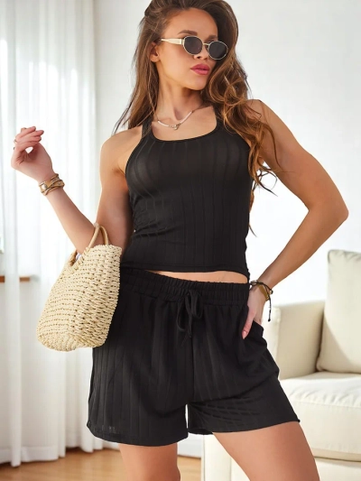 Спортивный комплект Royalfashion из двух предметов для женщин с шортами и топом