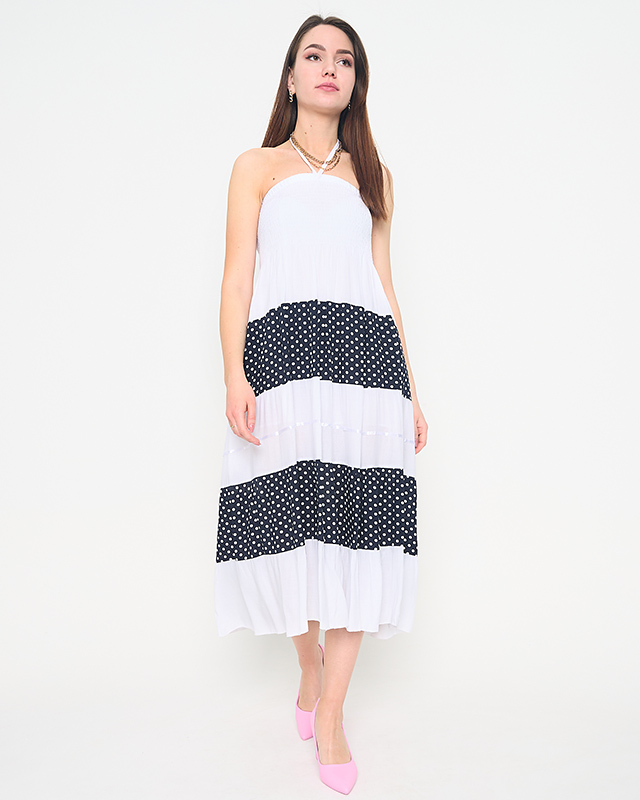 White polka dot maxi skirt PLUS SIZE - Clothing