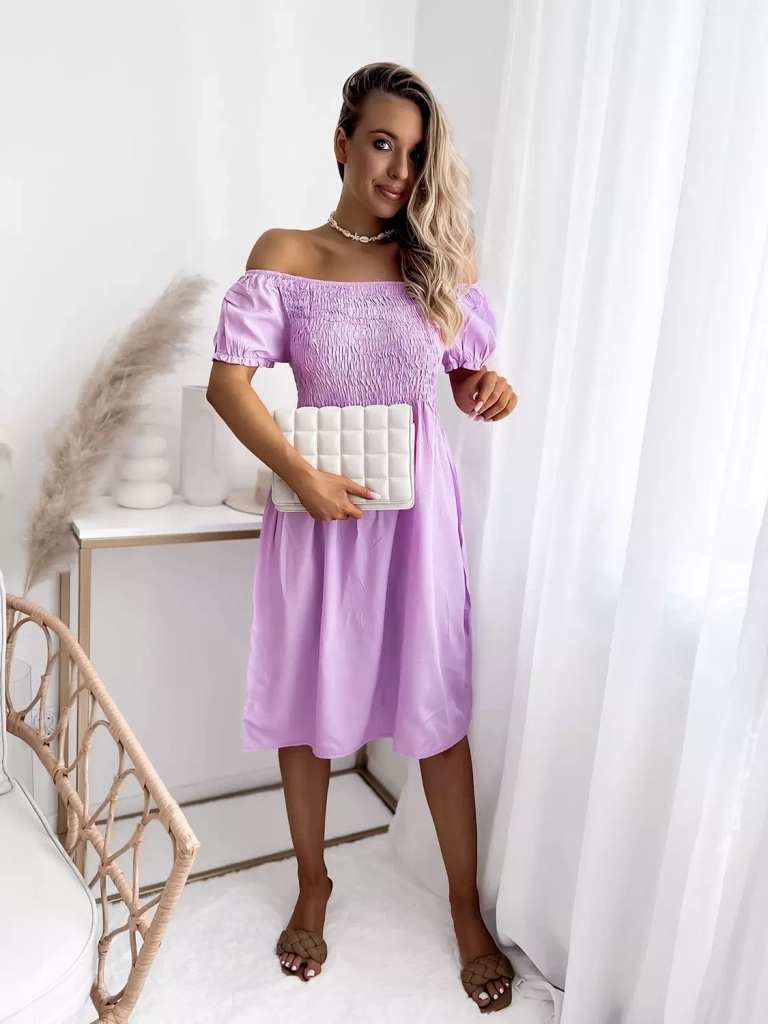 Фиолетовое женское мини-платье a'la hiszpanka- Одежда