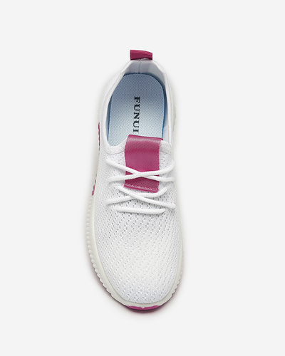 White women's sports shoes with fuchsia inserts Kedeti - Footwear