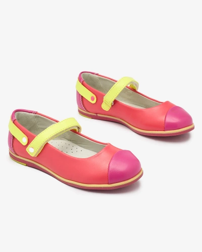 Pink girls' ballerinas with strap Ousupi- Footwear