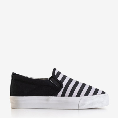 Black women's slip on sneakers with stripes Apollonia - Footwear