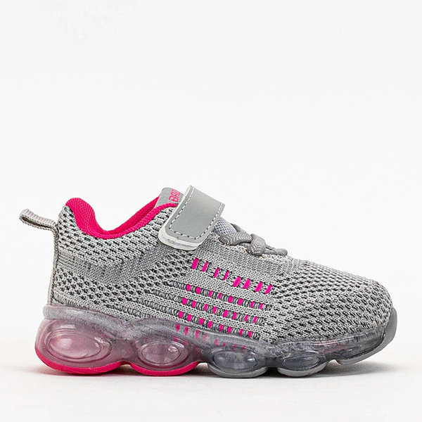 Gray children's sports shoes with pink elements Dons - Footwear