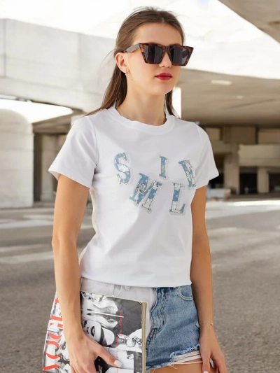 Royalfashion Sieviešu kokvilnas blūze ar uzrakstu