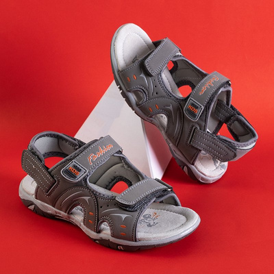 Gray children's sandals with Velcro Roser - Footwear