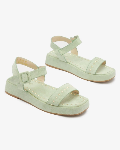 Light green women's sandals with rhinestones Franssia - Footwear