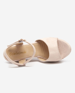 OUTLET Beige women's wedge sandals Nalem - Footwear