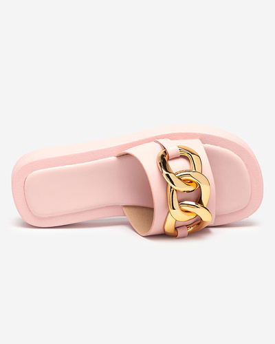 Women's pink slippers with a gold chain Reteris - Footwear