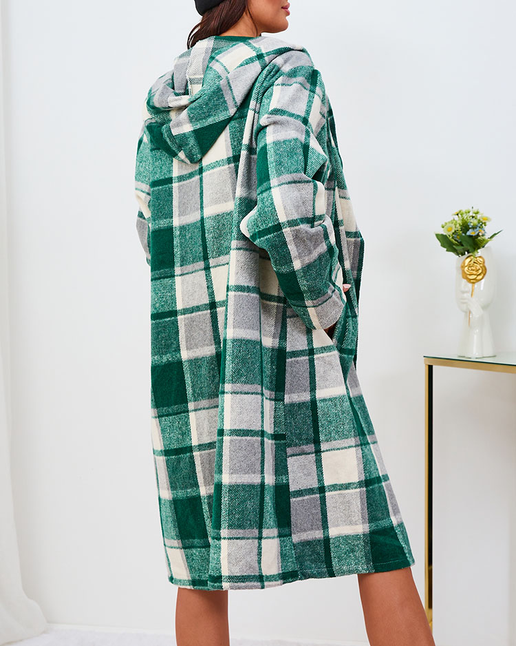 Royalfashion Женское зеленое пальто в клетку