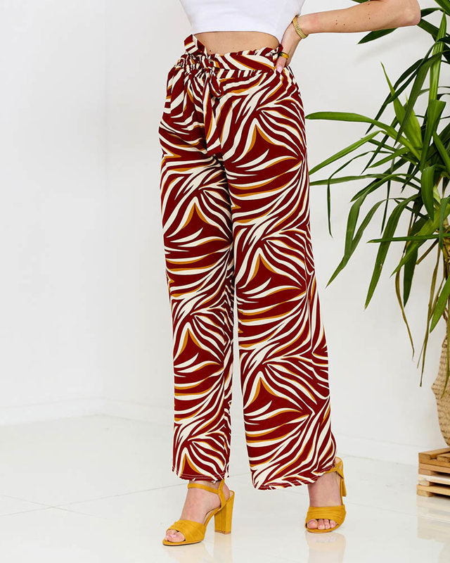 Sieviešu palaco bikses ar rakstu sarkanā krāsā - Apģērbs