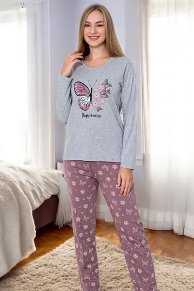 Royalfashion Women's 2-piece butterfly print cotton pajamas