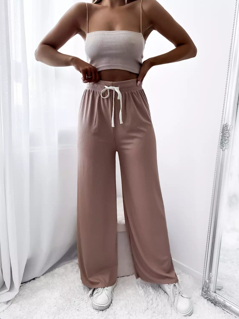 Brūnas sieviešu plašas plisētas palaco bikses - Apģērbs