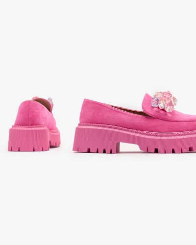 Royalfashion Fuchsia women's moccasins with colorful beads Hetika