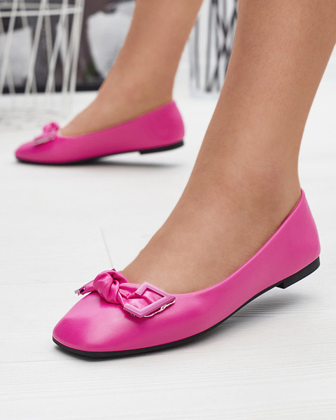 Women's pink ballerinas with decoration on the nose Caxien- Footwear