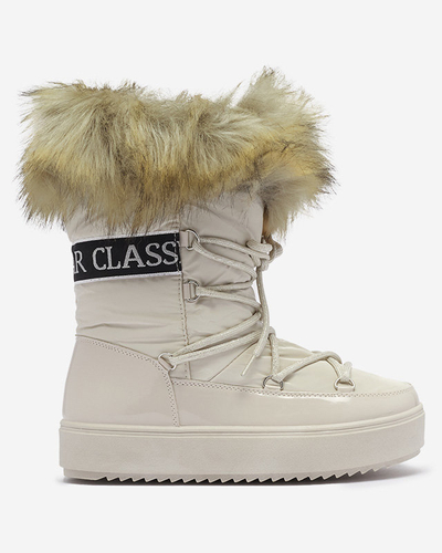 Bēšas krāsas sieviešu sniega zābaki ar kažokādu Lilitsa- Footwear