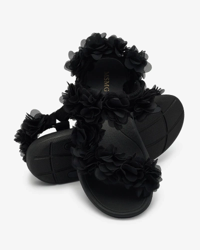 Royalfashion Black women's sandals with flowers Alferroy