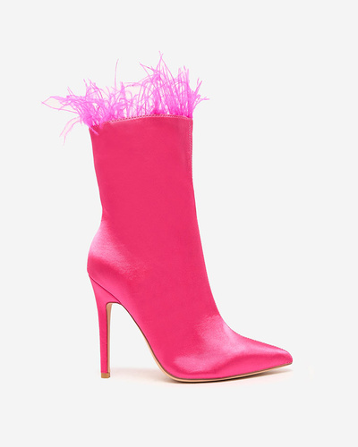 Royalfashion Fuchsia women's feather boots Wenelika