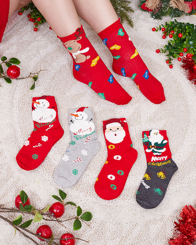 Colorful women's socks with a Christmas pattern - Underwear