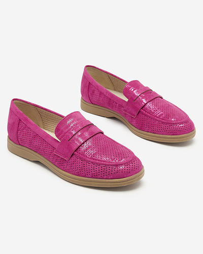 Fuchsia openwork women's moccasins with shiny finish Idesa - Footwear