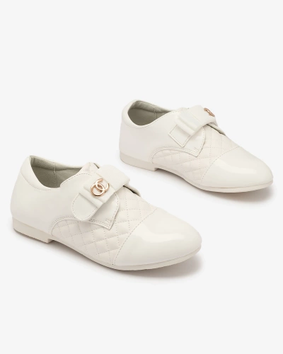 Girls' quilted eco leather half shoes in white Werme- Footwear