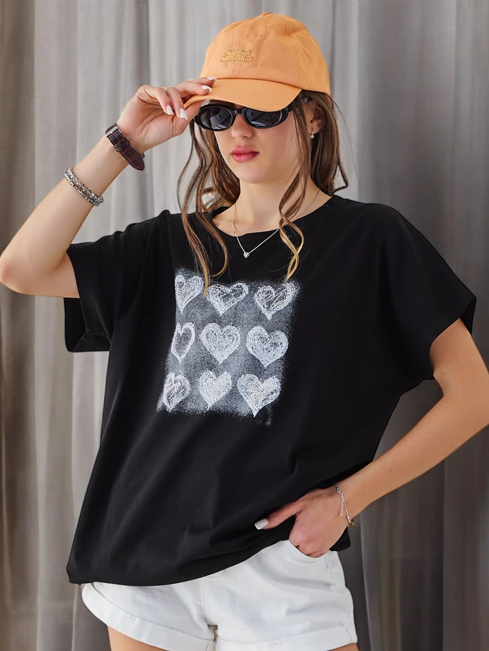 Royalfashion Women's Cotton T-Shirt A lot of Hearts
