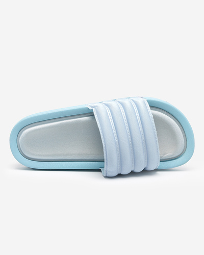 Women's striped slippers in blue Lenira color - Footwear