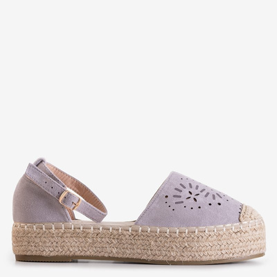 Gray women's openwork sandals a'la espadrilles Tiseria - Footwear