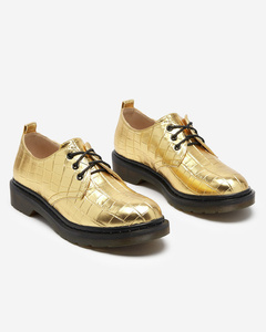 OUTLET Gold women's shoes with Seniri embossing - Footwear