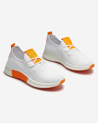 White women's sports shoes with orange inserts Kedeti - Footwear