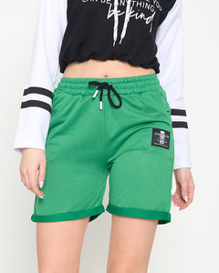 Green women's shorts above the knee - Clothing