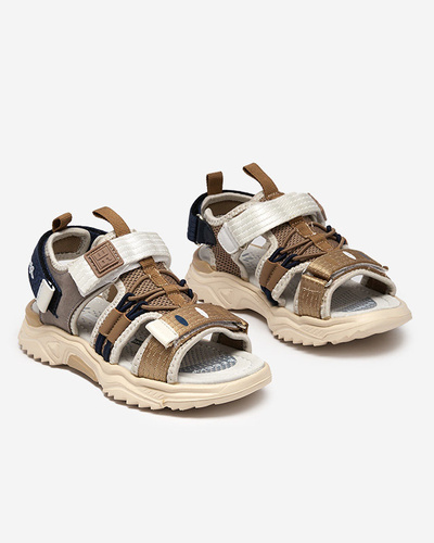 Beige children's sandals with Velcro Meteris - Footwear