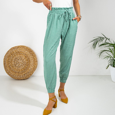 Women's green polka dot trousers PLUS SIZE - Clothing