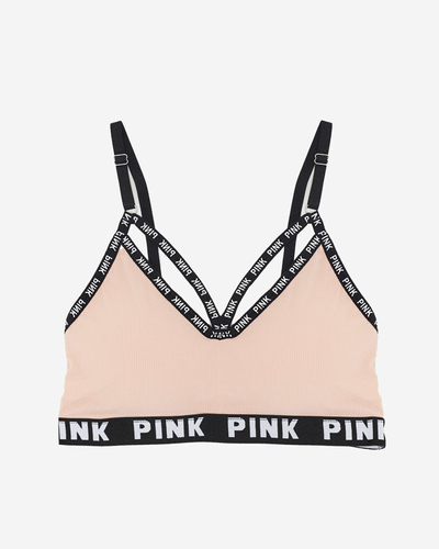 Sieviešu rozā sporta krūšturis ar uzrakstiem - Apakšveļa