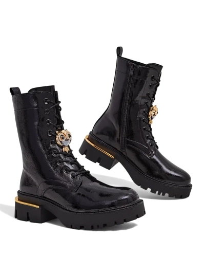 Royalfashion Women's patent leather worker ankle boots Tesiolle