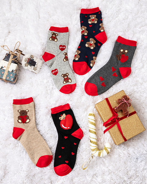 Royalfashion Комплект женских длинных носков в сердечках 5/упак