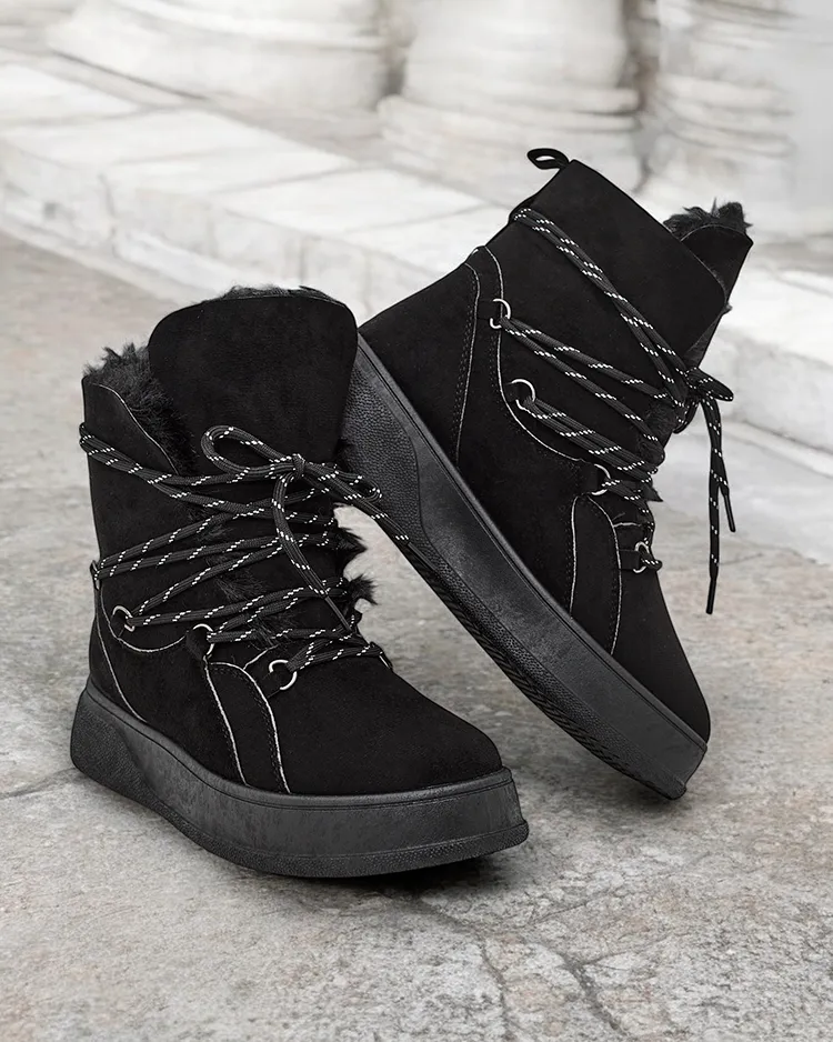 Женские зимние ботинки на шнуровке Royalfashion Mommer