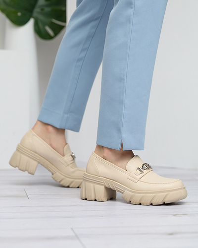 Beige women's shoes on a massive Terima sole - Footwear