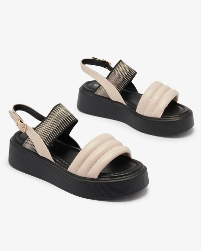 Beige and black women's sandals on a thicker sole Uvino- Footwear