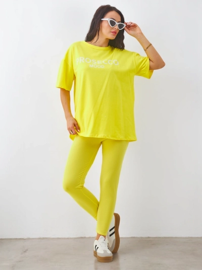 Royalfashion kokvilnas sieviešu komplekts ar īsām piedurknēm un legingiem