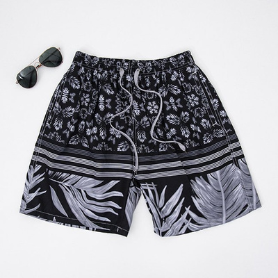 Black patterned men's sports shorts shorts - Clothing