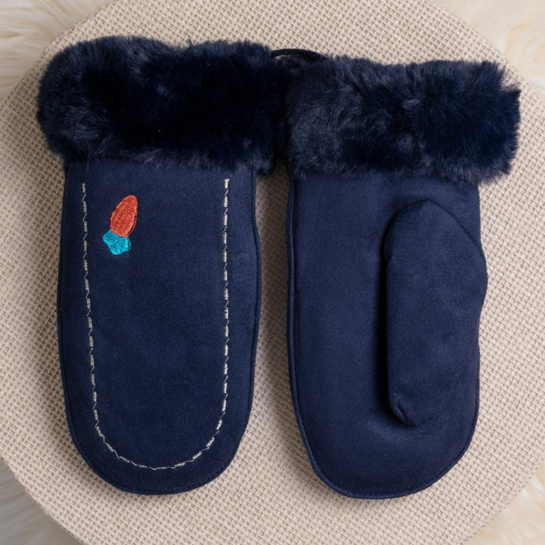 Темно-синие детские варежки