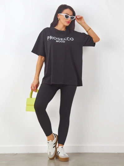 Royalfashion Sieviešu kokvilnas komplekts ar īsām piedurknēm un legingiem