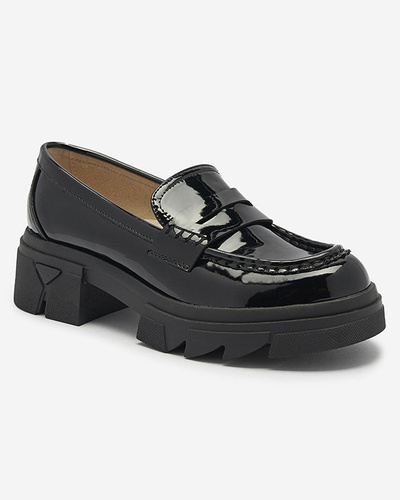 Lacquered black moccasins for women Tygriss- Footwear