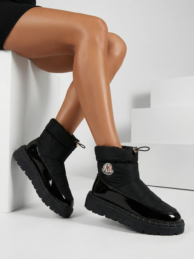 Royalfashion Women's slip-on snow boots in black color Ireda