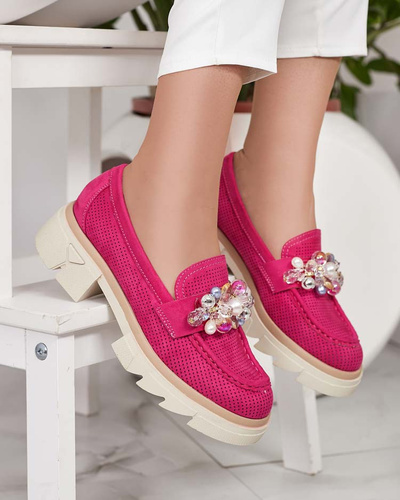 Royalfashion Women's moccasins with colorful Glam crystals