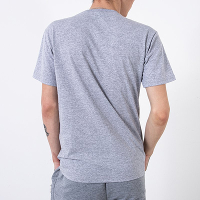 Light gray cotton men's t-shirt with print and inscription - Clothing